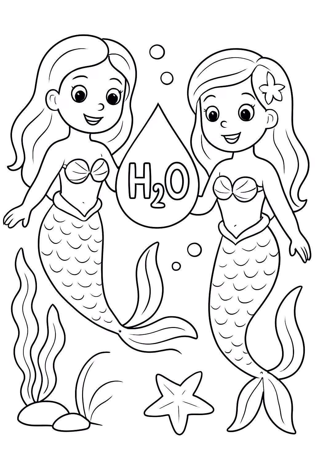 H2o meninas sereias para colorir — desenho para imprimir
