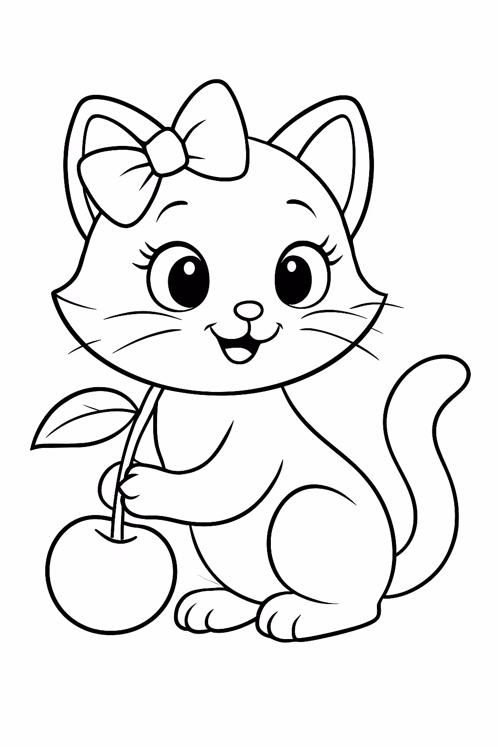 Hello kit com cereja para colorir — desenho para imprimir