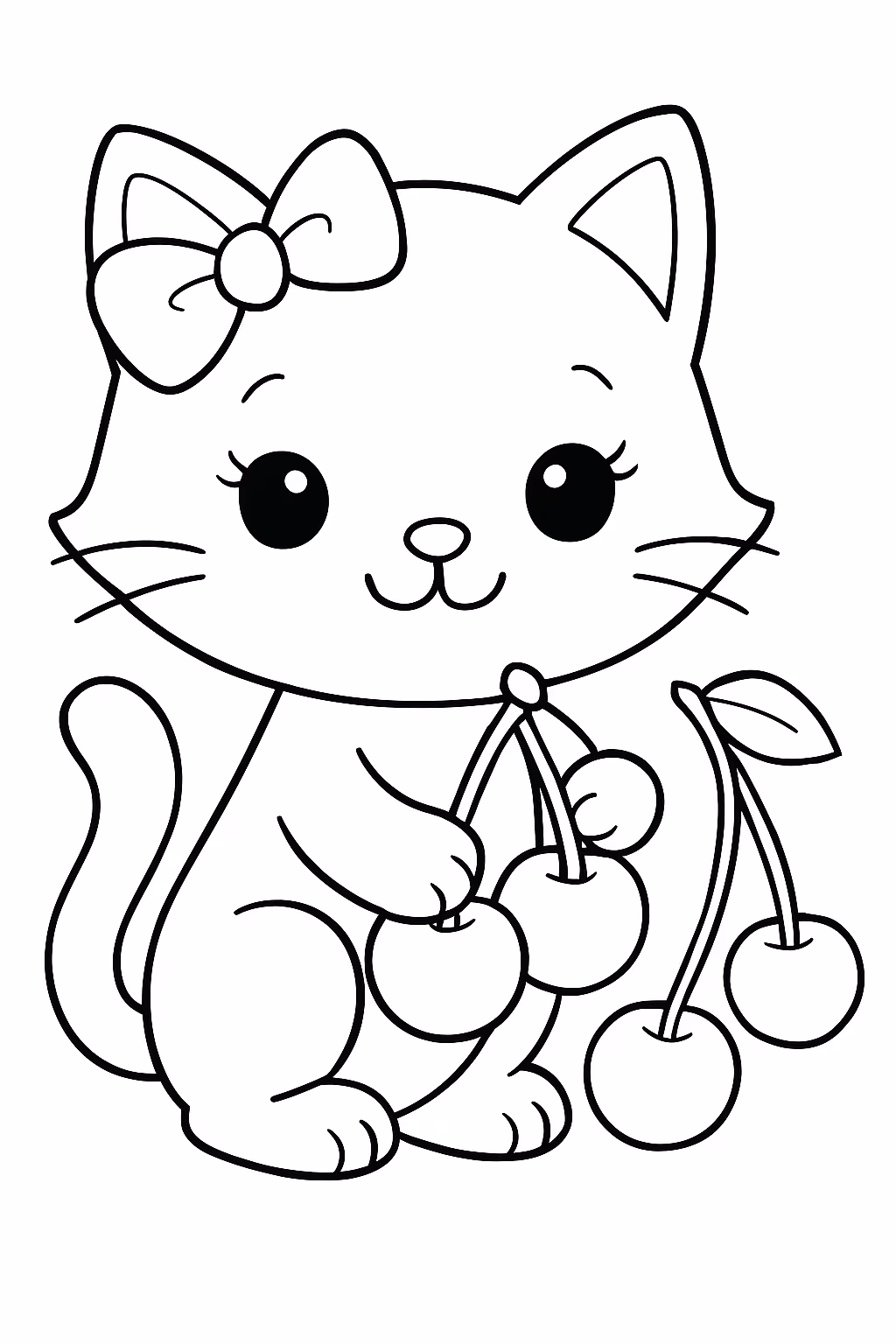 Hello kits com cerejas para colorir — desenho para imprimir