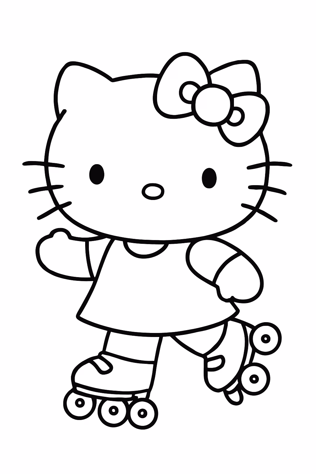 Hello kitty andando de patins para colorir — desenho para imprimir