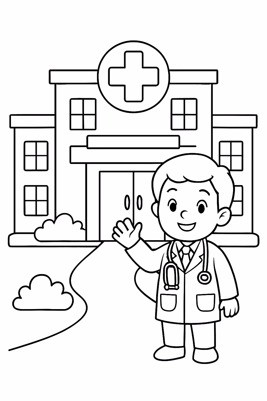 Hospital para colorir — desenho para imprimir