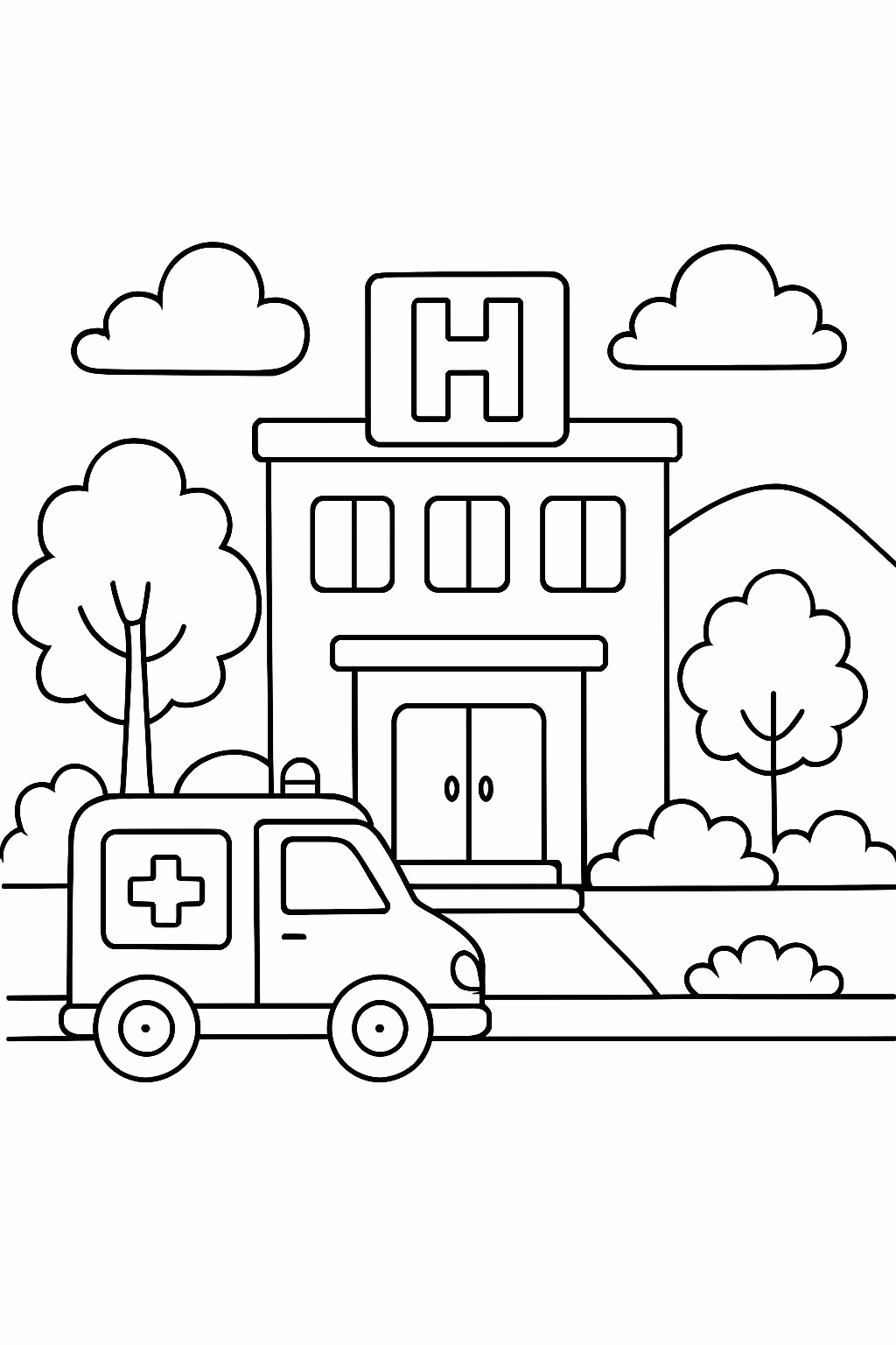Hospital na cidade de marilandia para colorir — desenho para imprimir