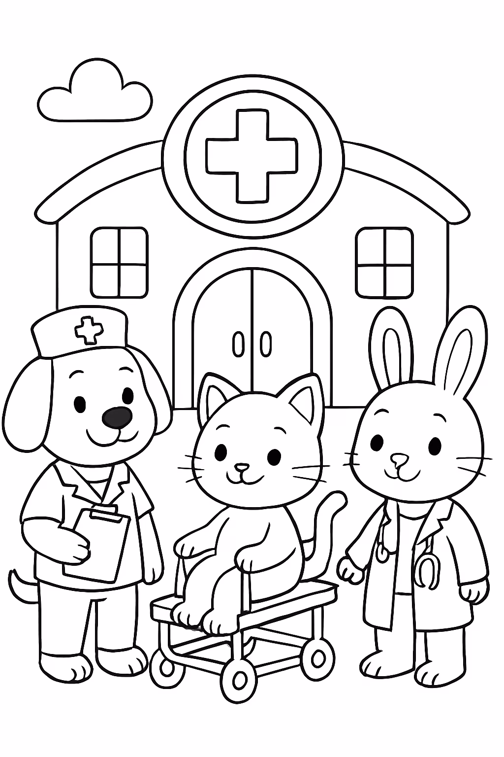 Hospitalde animais para colorir — desenho para imprimir