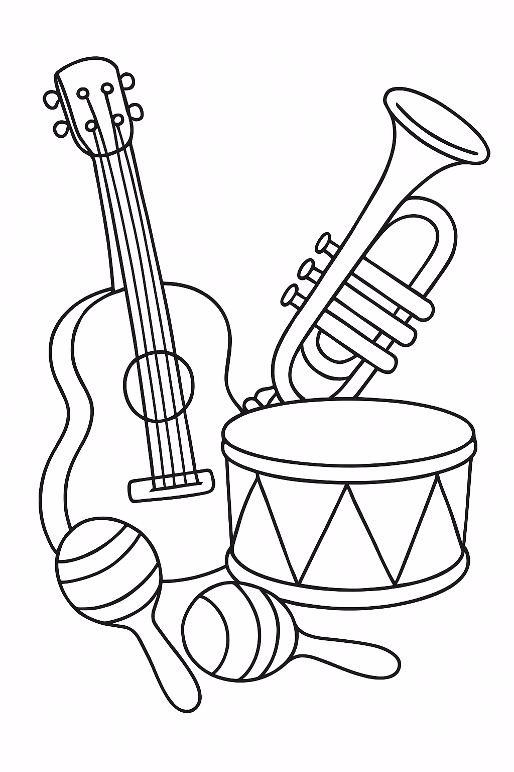 Instrumentos musicais para colorir — desenho para imprimir