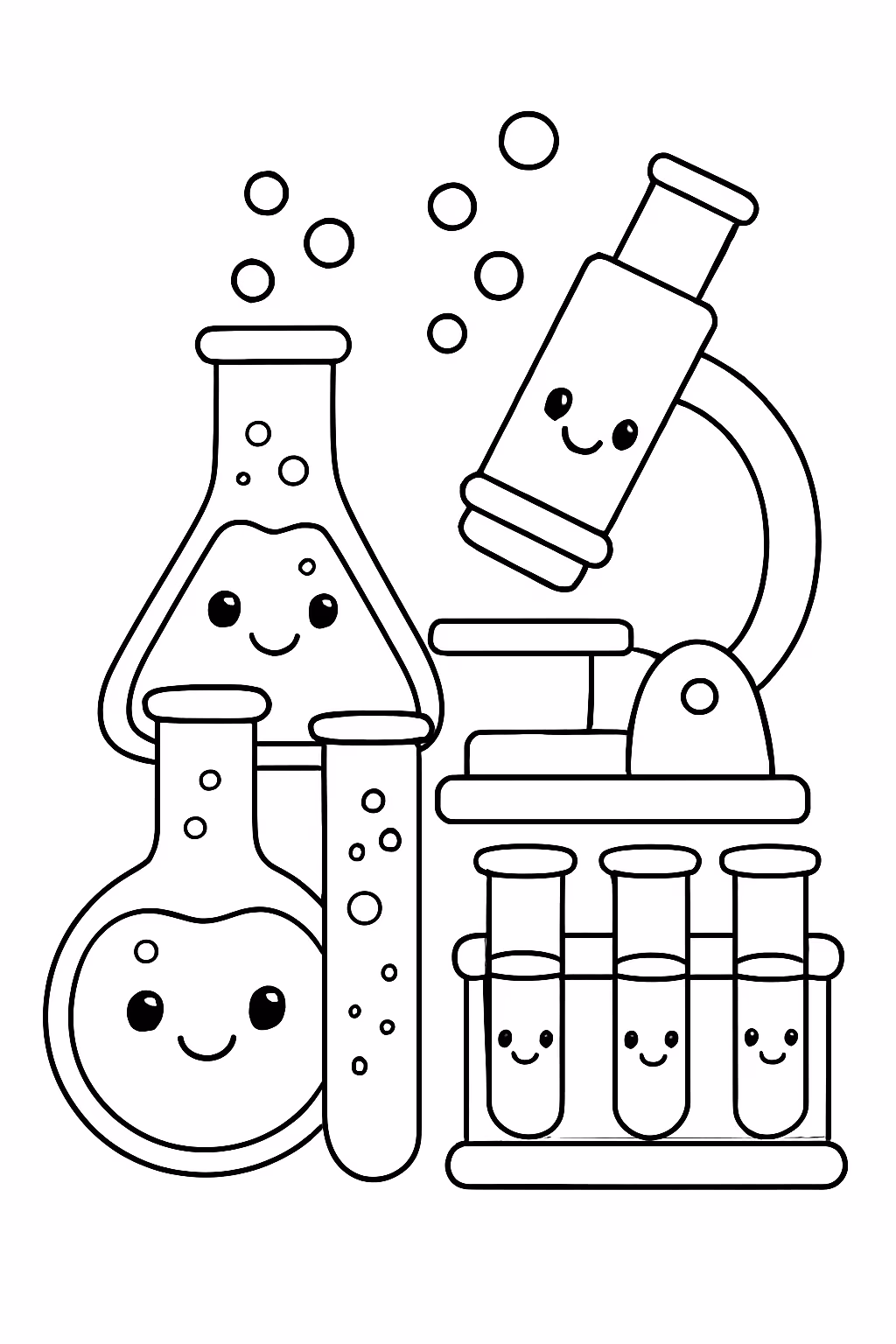 Itens bem fofos de laboratorio para colorir — desenho para imprimir