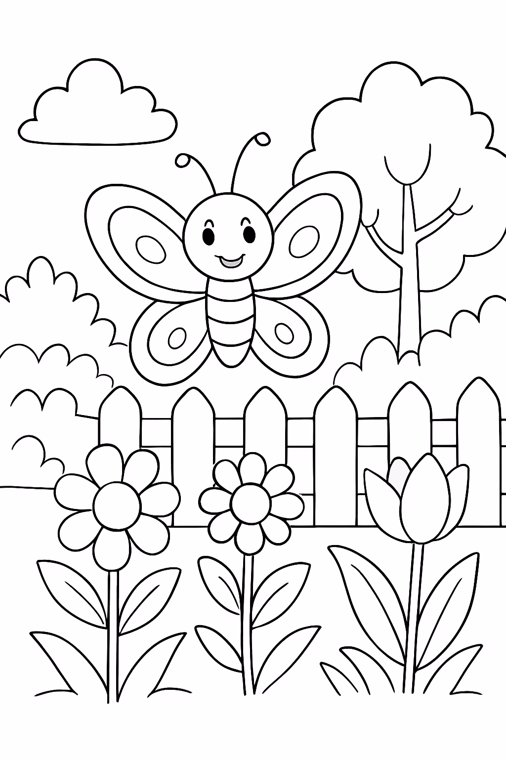 Jardim para colorir — desenho para imprimir