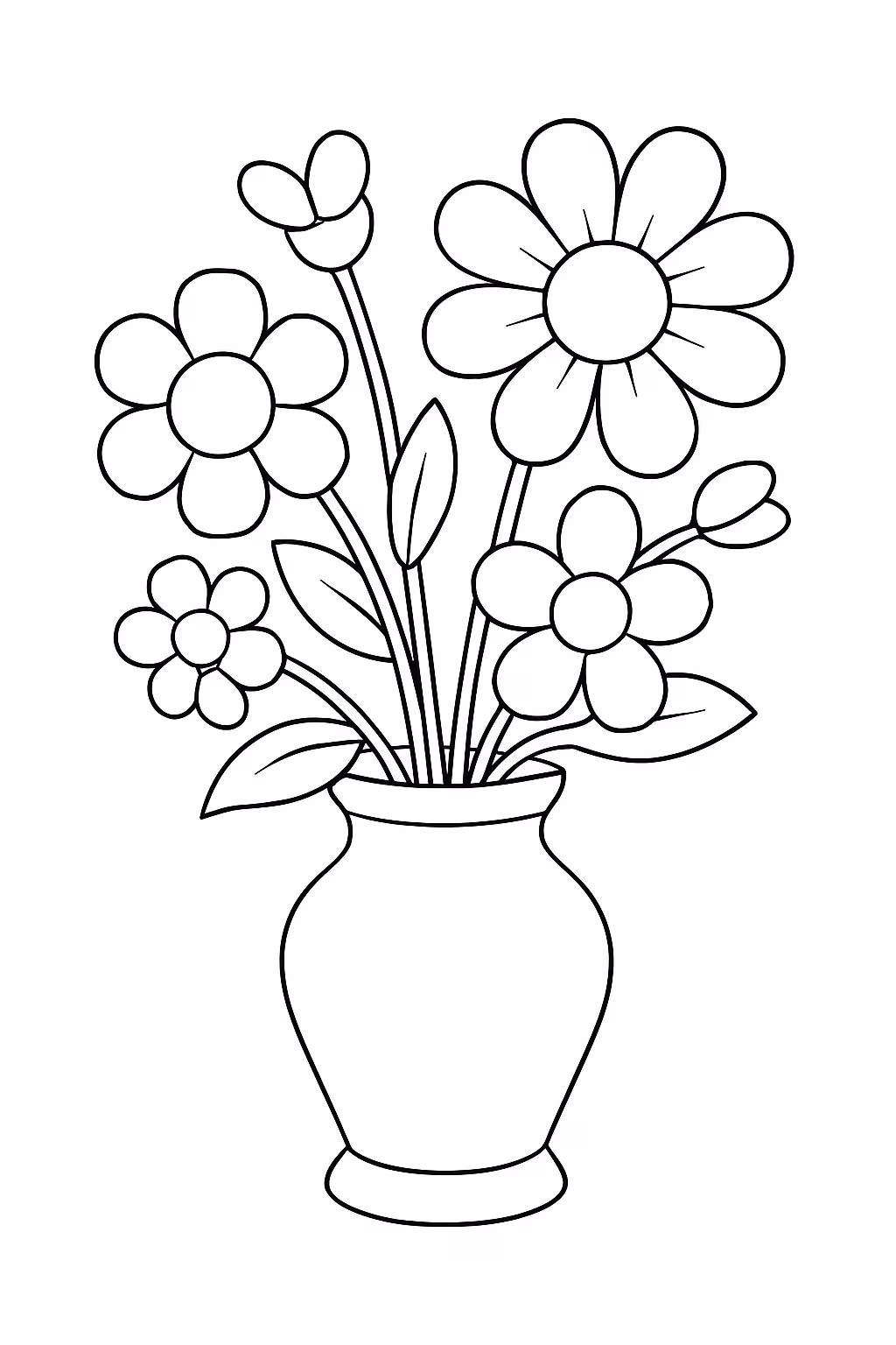 Jarro de flores para colorir — desenho para imprimir