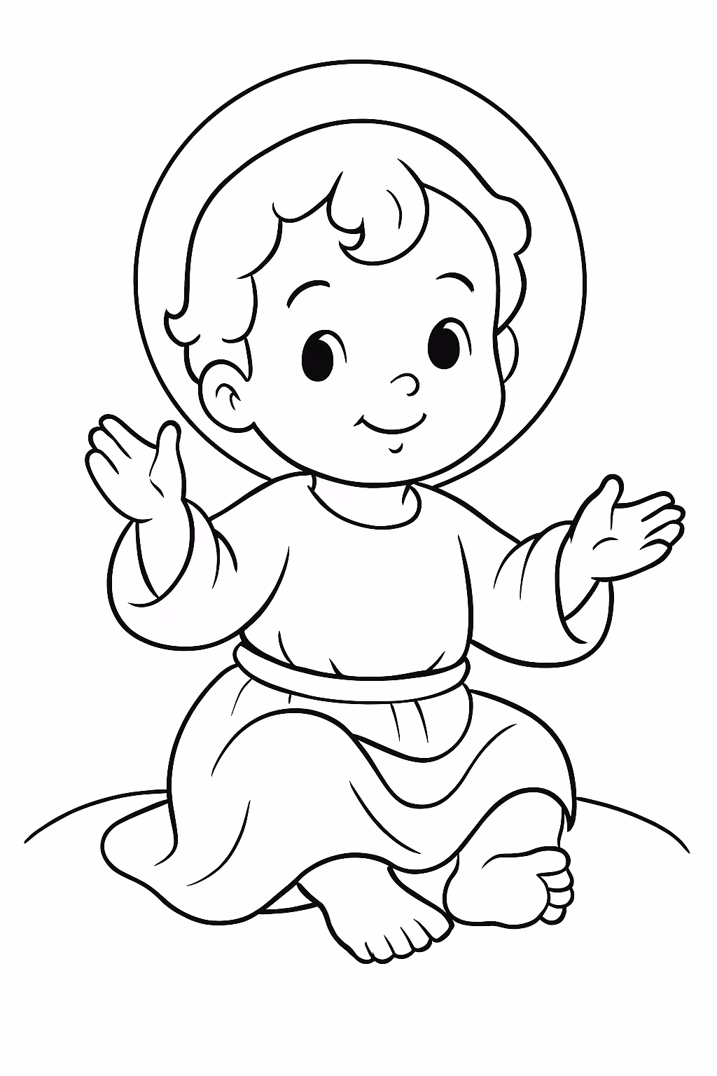 Jesus bebe para colorir — desenho para imprimir