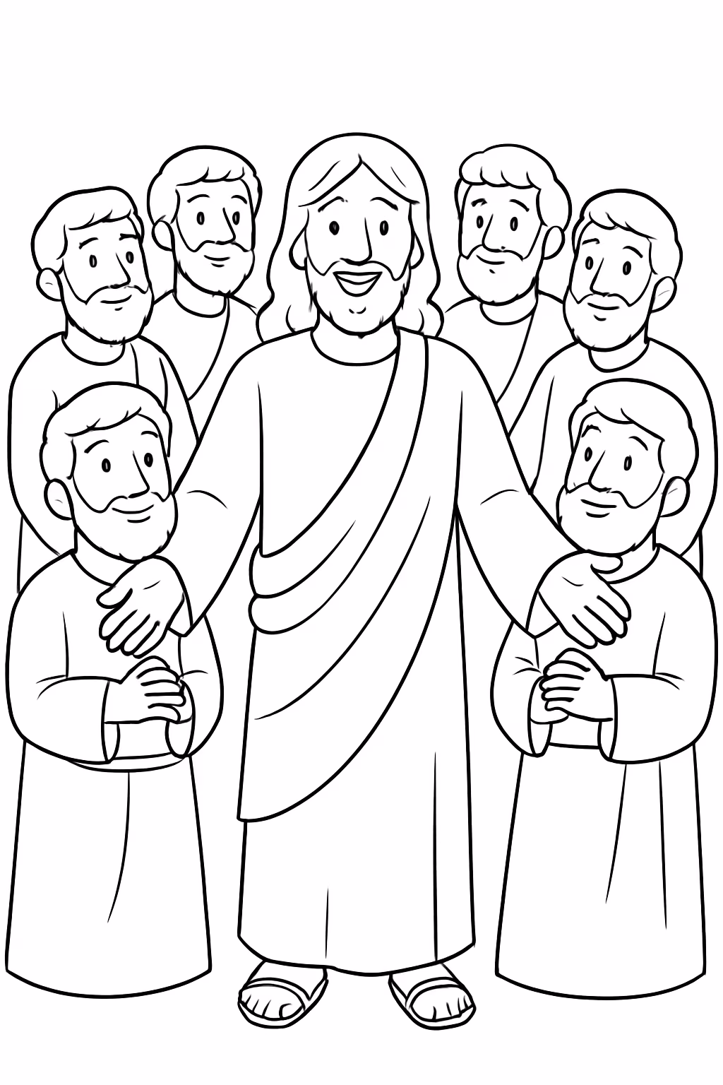 Jesus e seus discipulos para colorir — desenho para imprimir