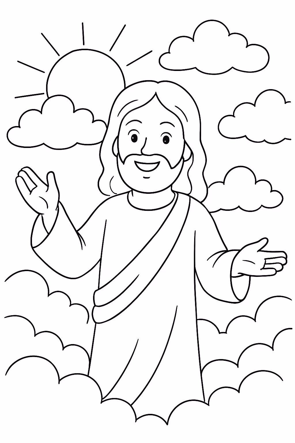 Jesus no ceu para colorir — desenho para imprimir