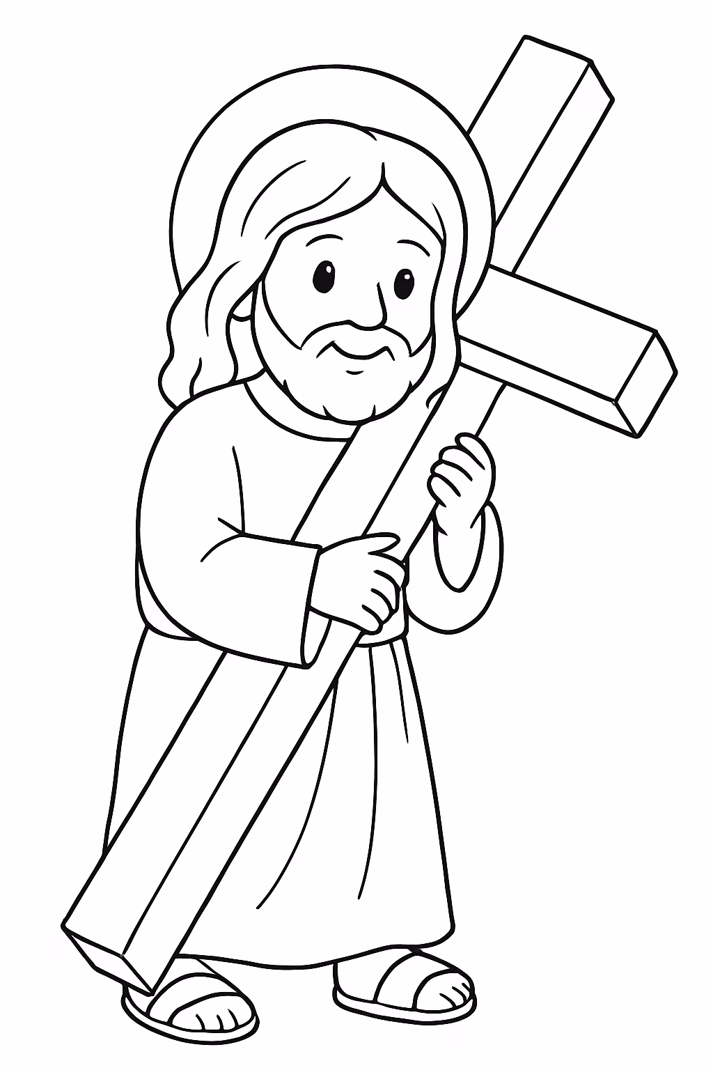 Jesus segurando a cruz para colorir — desenho para imprimir