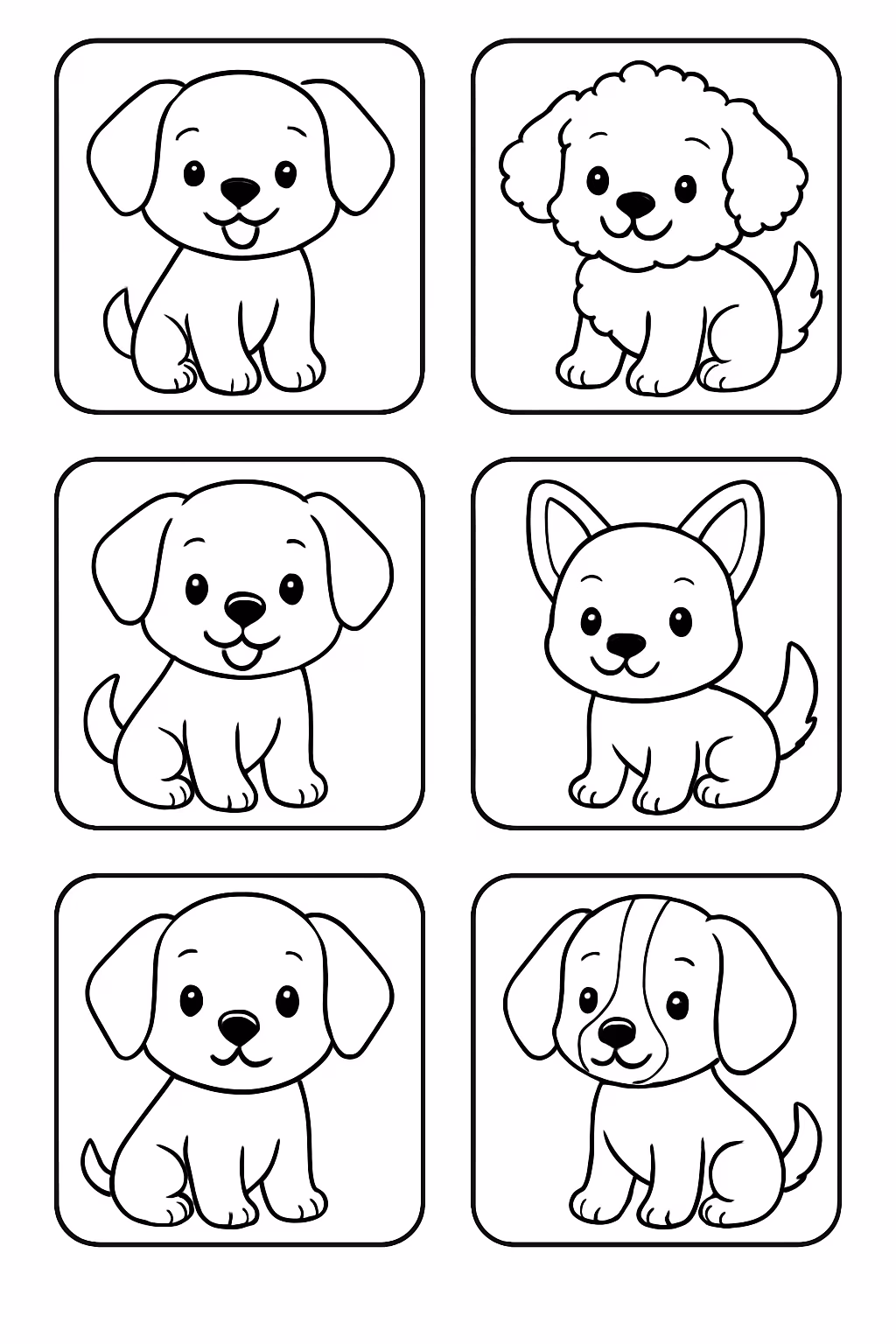Jogo da memoriacachorrinhos fofos para colorir — desenho para imprimir