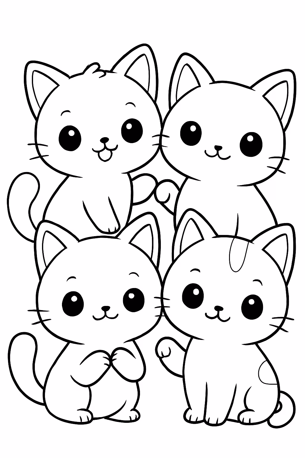 Kawaii gatos para colorir — desenho para imprimir