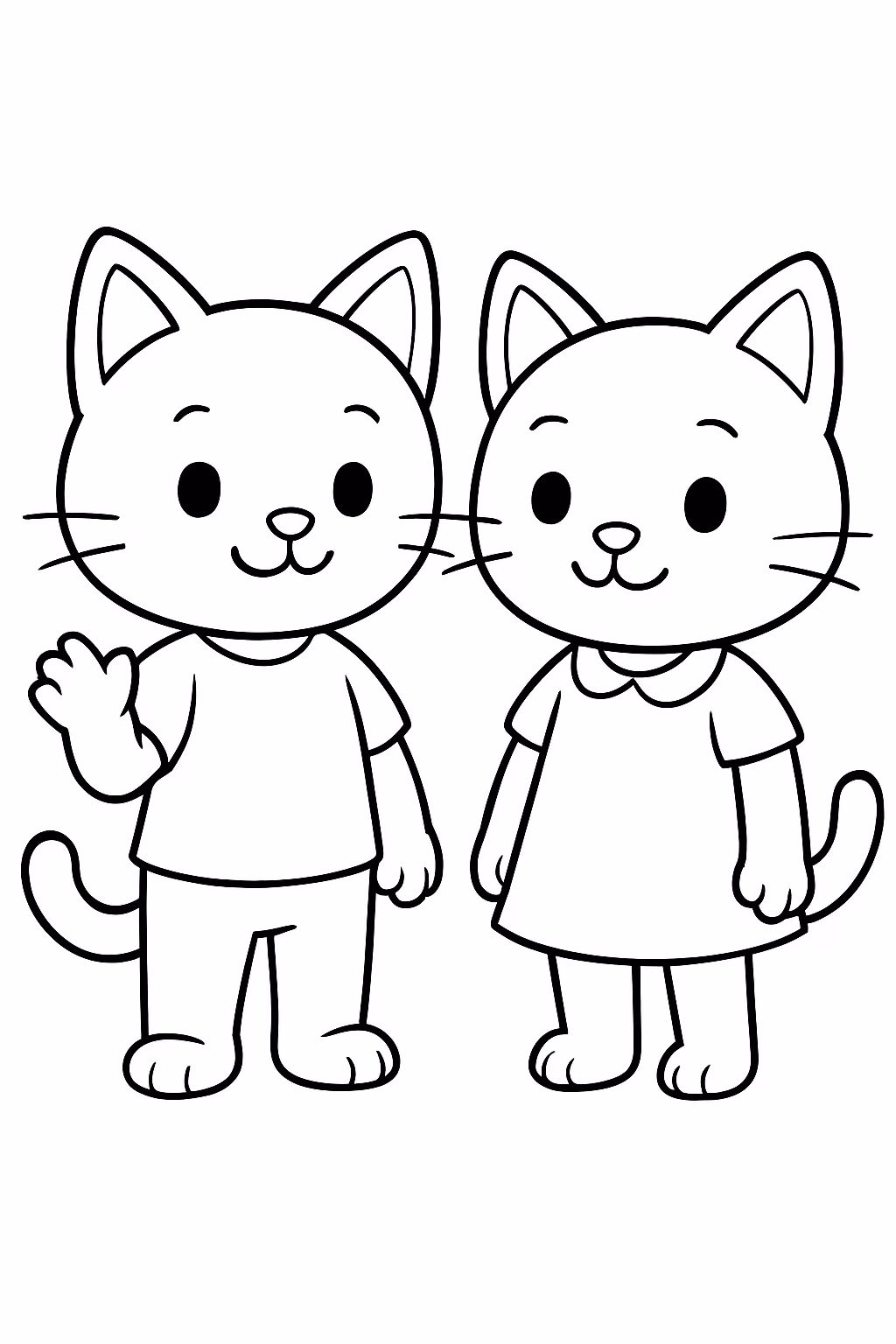 Kid cats para colorir — desenho para imprimir