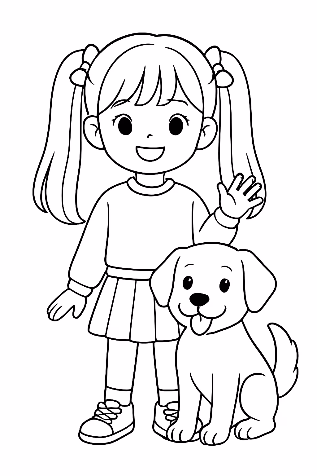 Kpop com cachorro para colorir — desenho para imprimir