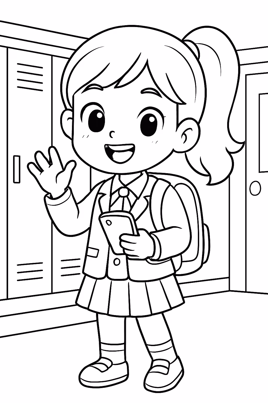Kpop huntrix na escola para colorir — desenho para imprimir
