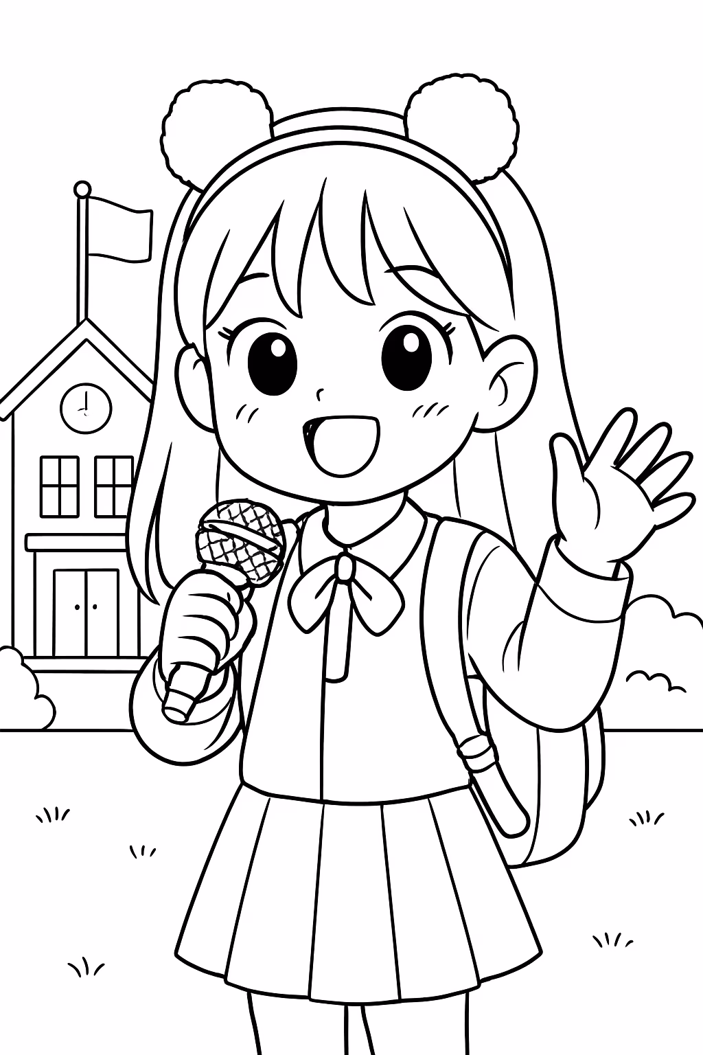 Kpop na escola para colorir — desenho para imprimir