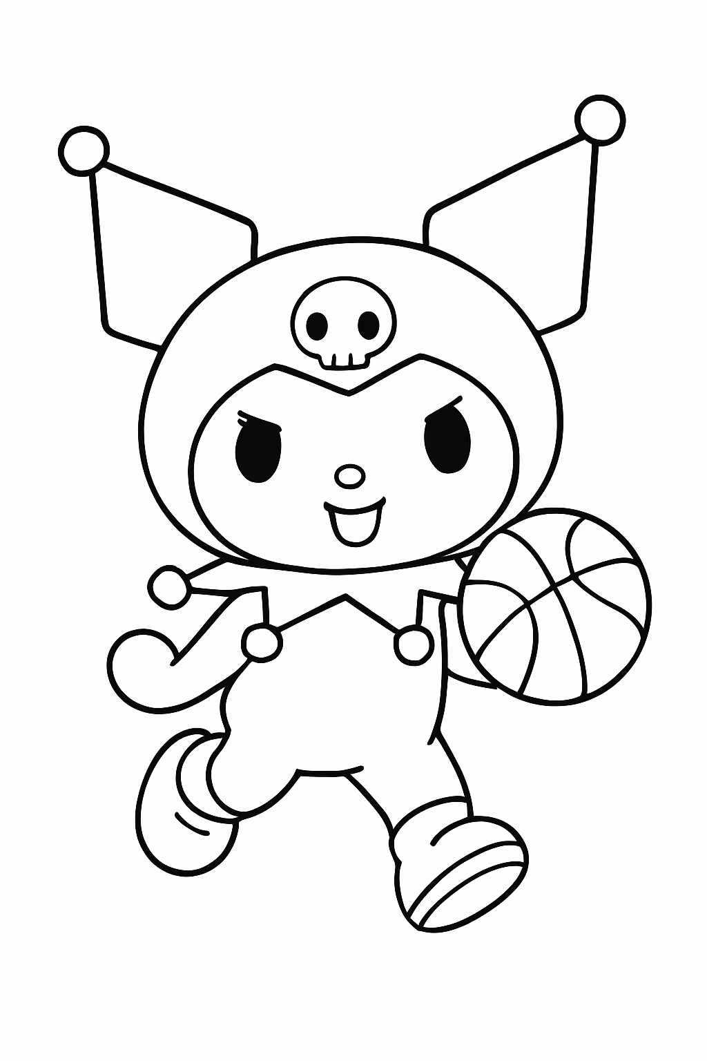 Kuromi jogando basquete para colorir — desenho para imprimir
