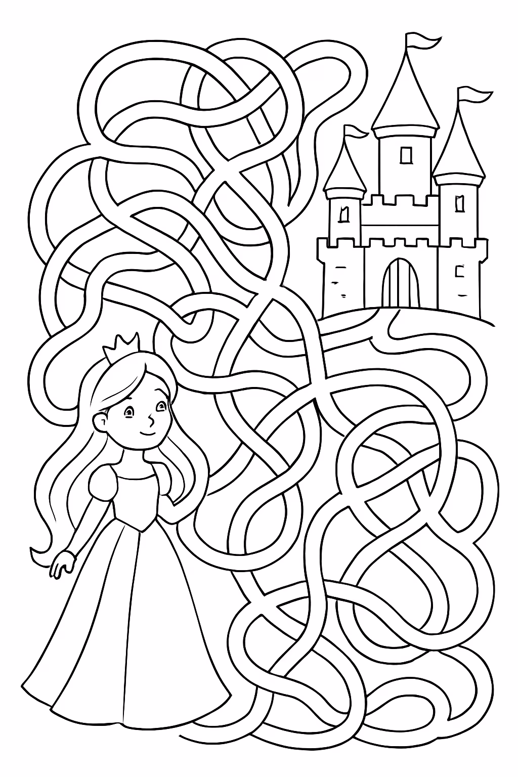 Labirinto da rapunzel o castelo medio para colorir — desenho para imprimir