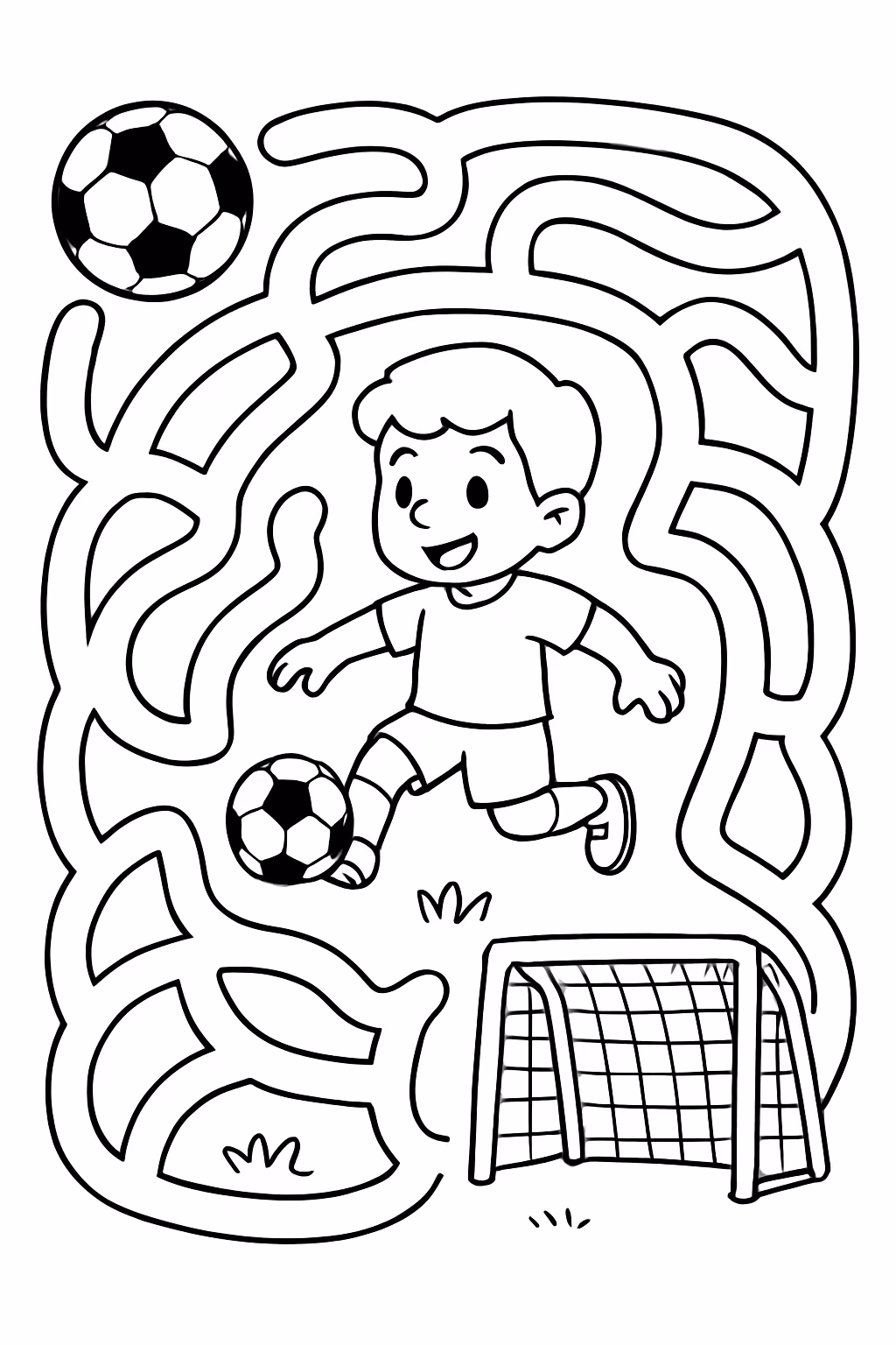 Labirinto futebol para colorir — desenho para imprimir