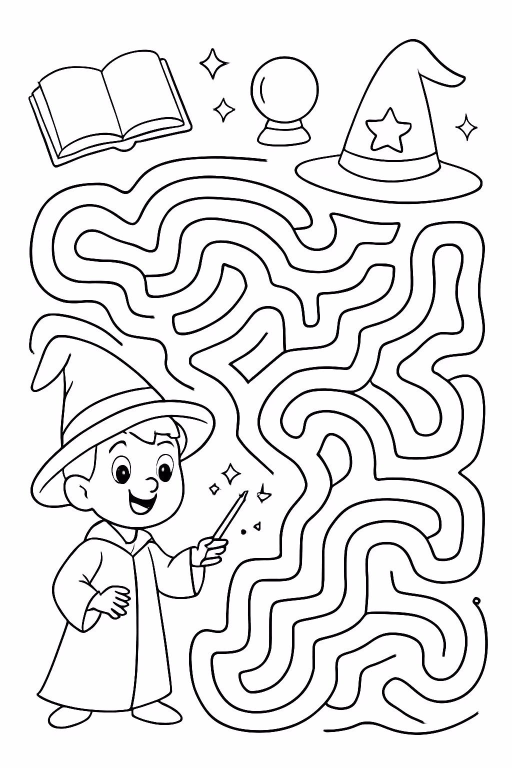 Labirinto magia para colorir — desenho para imprimir