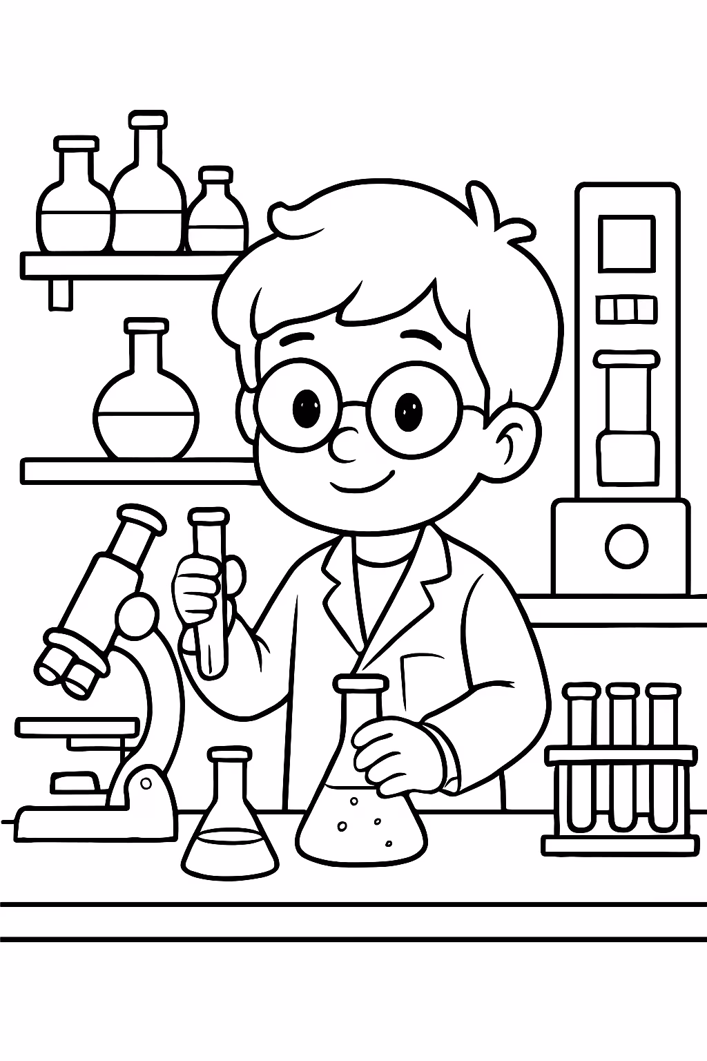 Laboratorio para colorir — desenho para imprimir