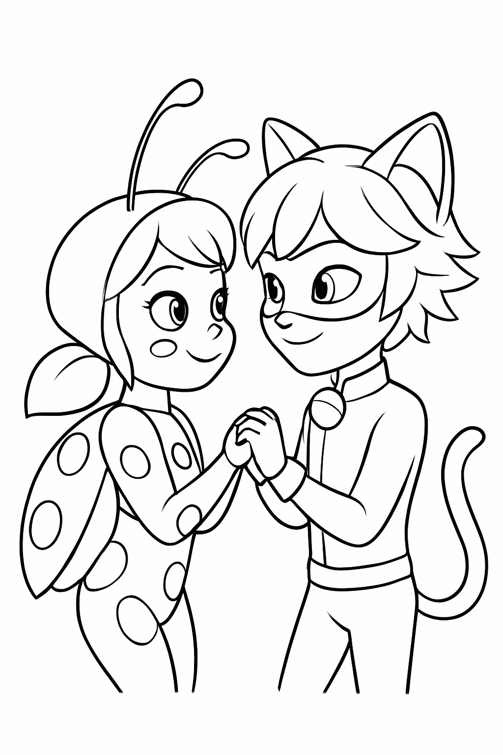 Lady bug e cat noir namorados para colorir — desenho para imprimir