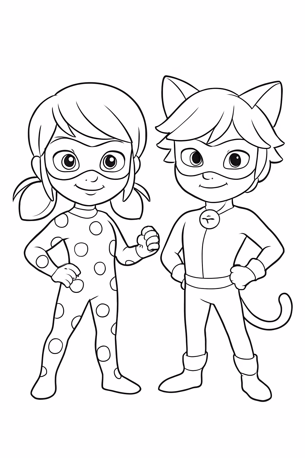 Ladybug chat noir para colorir — desenho para imprimir