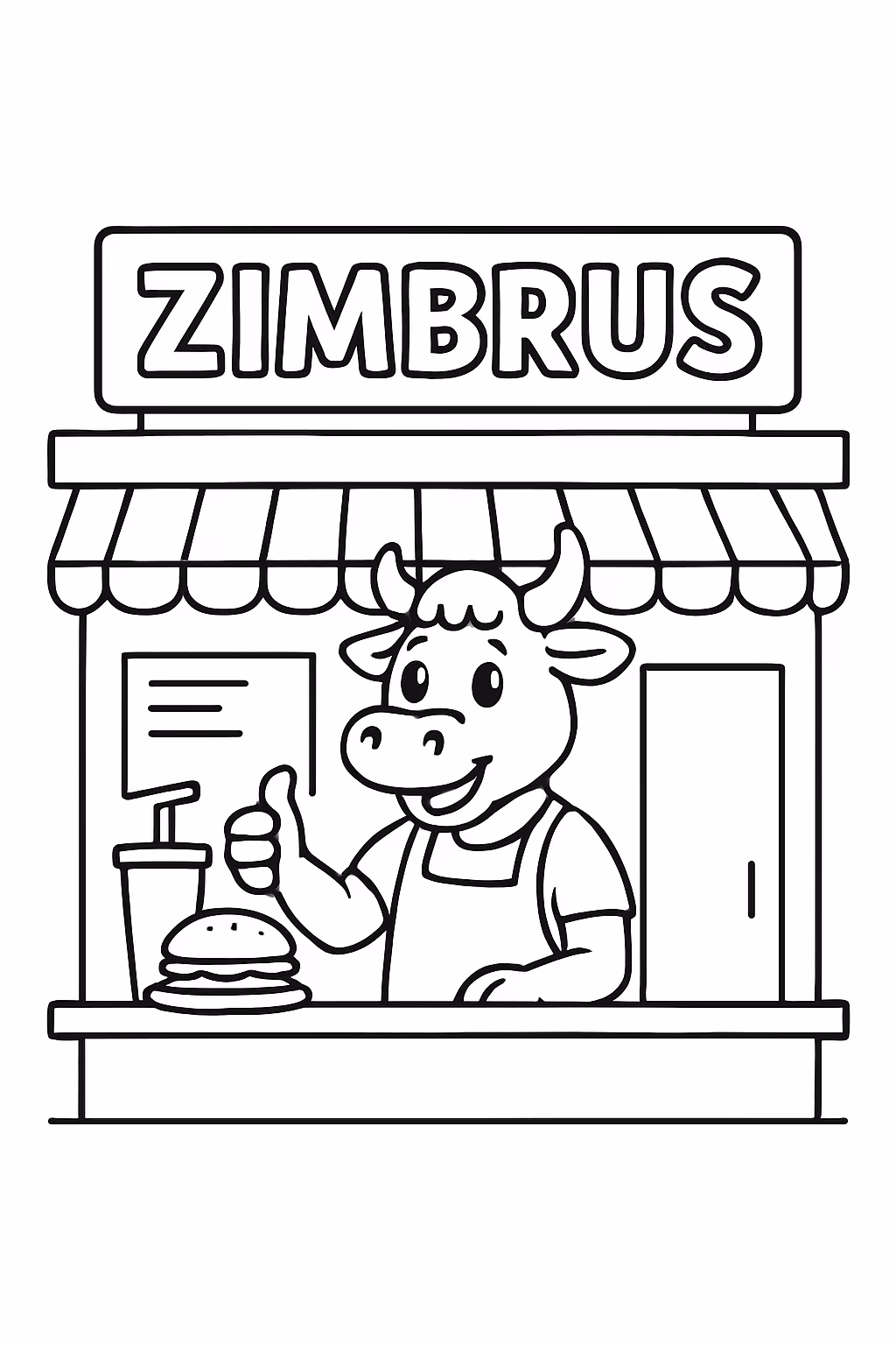 Lanchonete chamada zimbrus para colorir — desenho para imprimir