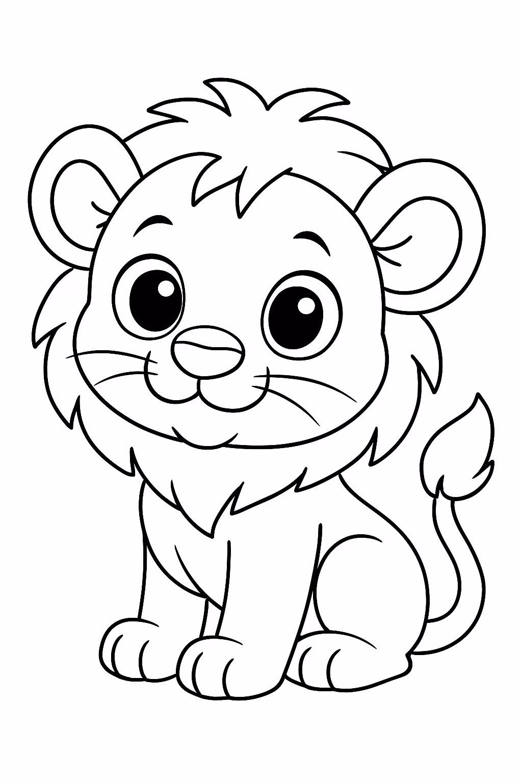 Leao crianca com olho grande para colorir — desenho para imprimir