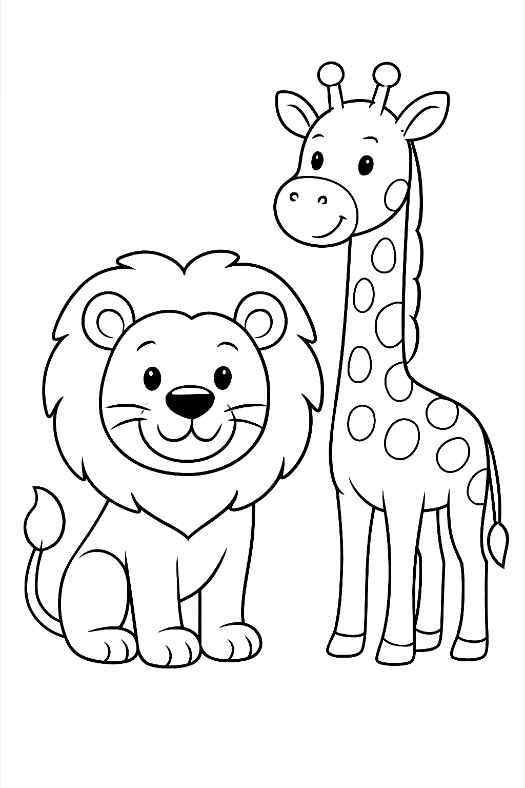 Leao e girafa para colorir — desenho para imprimir