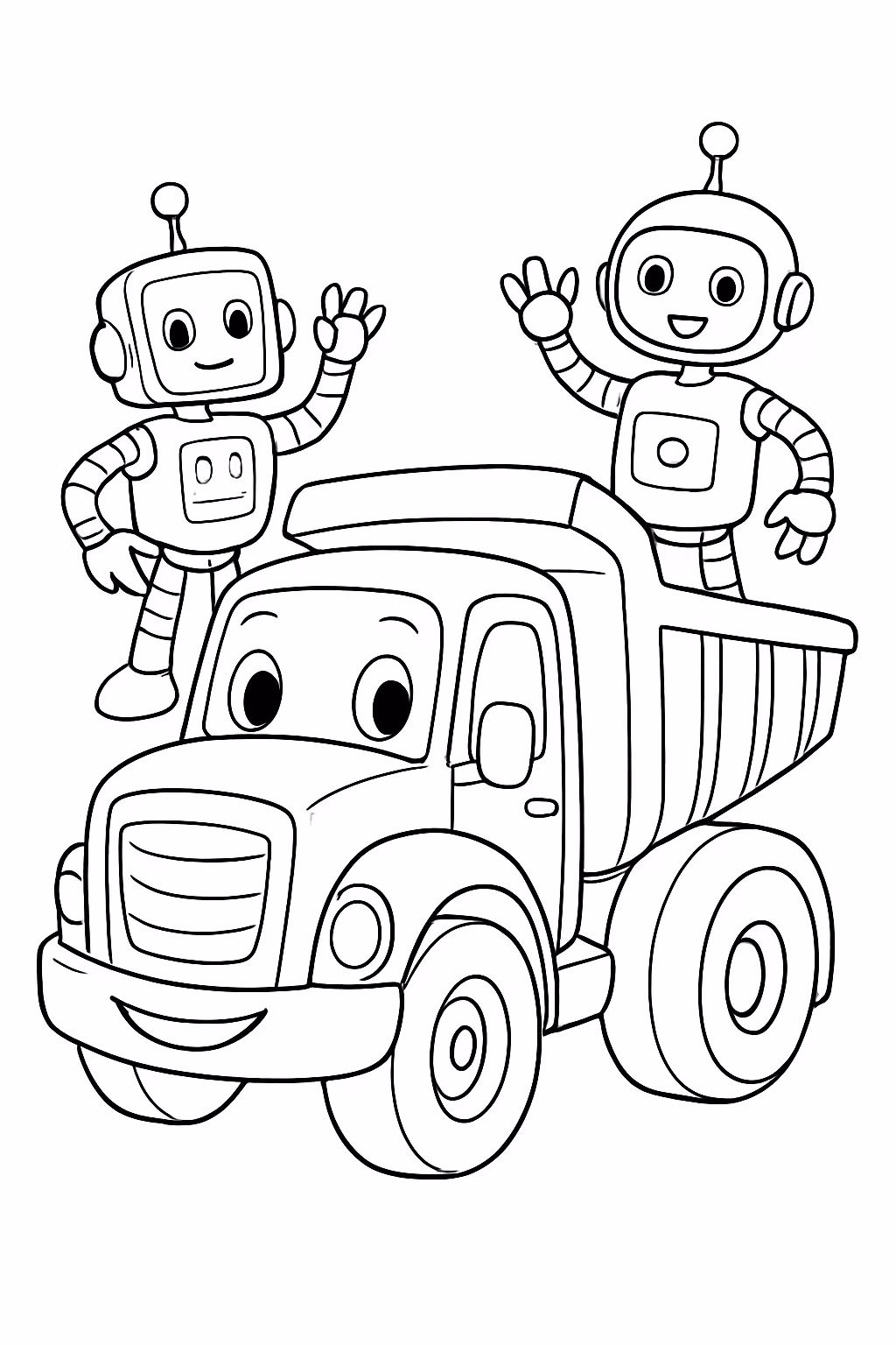 Leo the truck and robots para colorir — desenho para imprimir