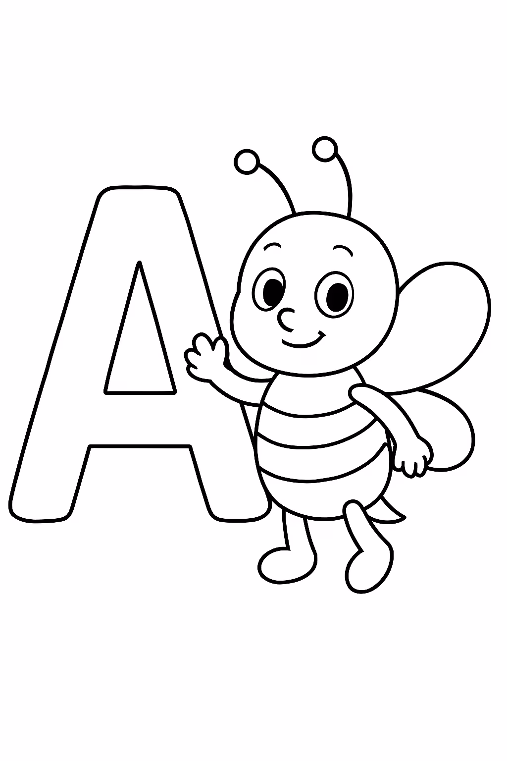 Letra a de abelha para colorir — desenho para imprimir