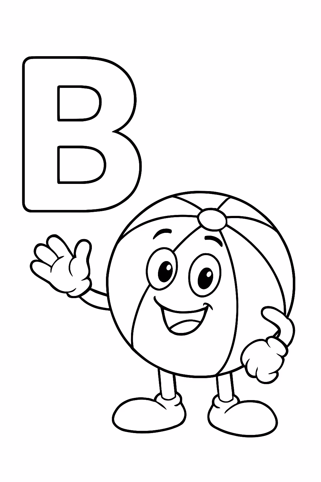 Letra b de bola para colorir — desenho para imprimir