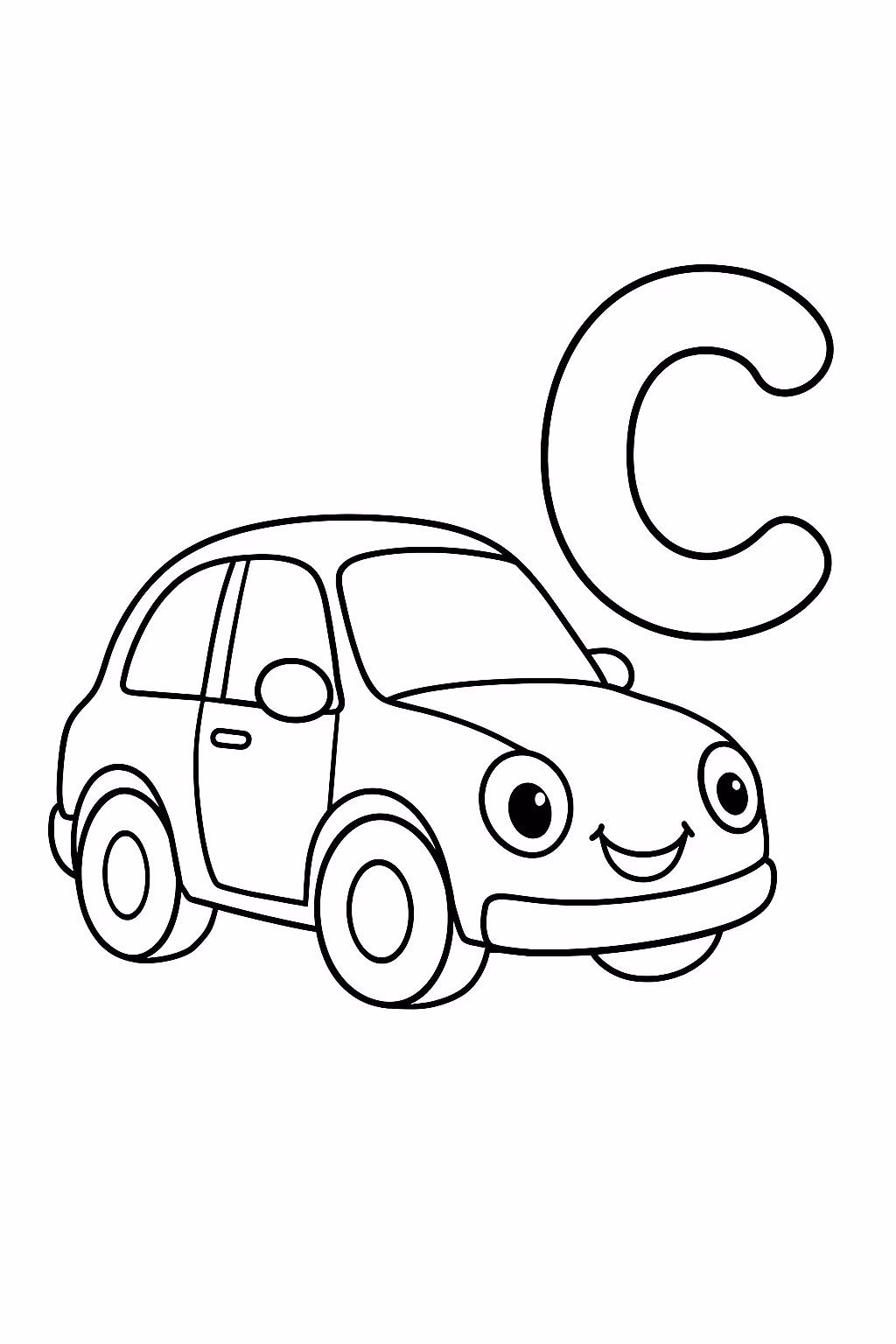 Letra c de carro para colorir — desenho para imprimir