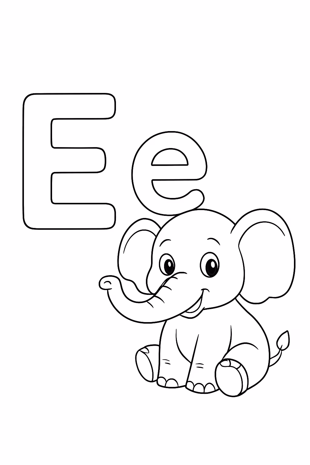 Letra e minuscula e maiuscula para colorir — desenho para imprimir