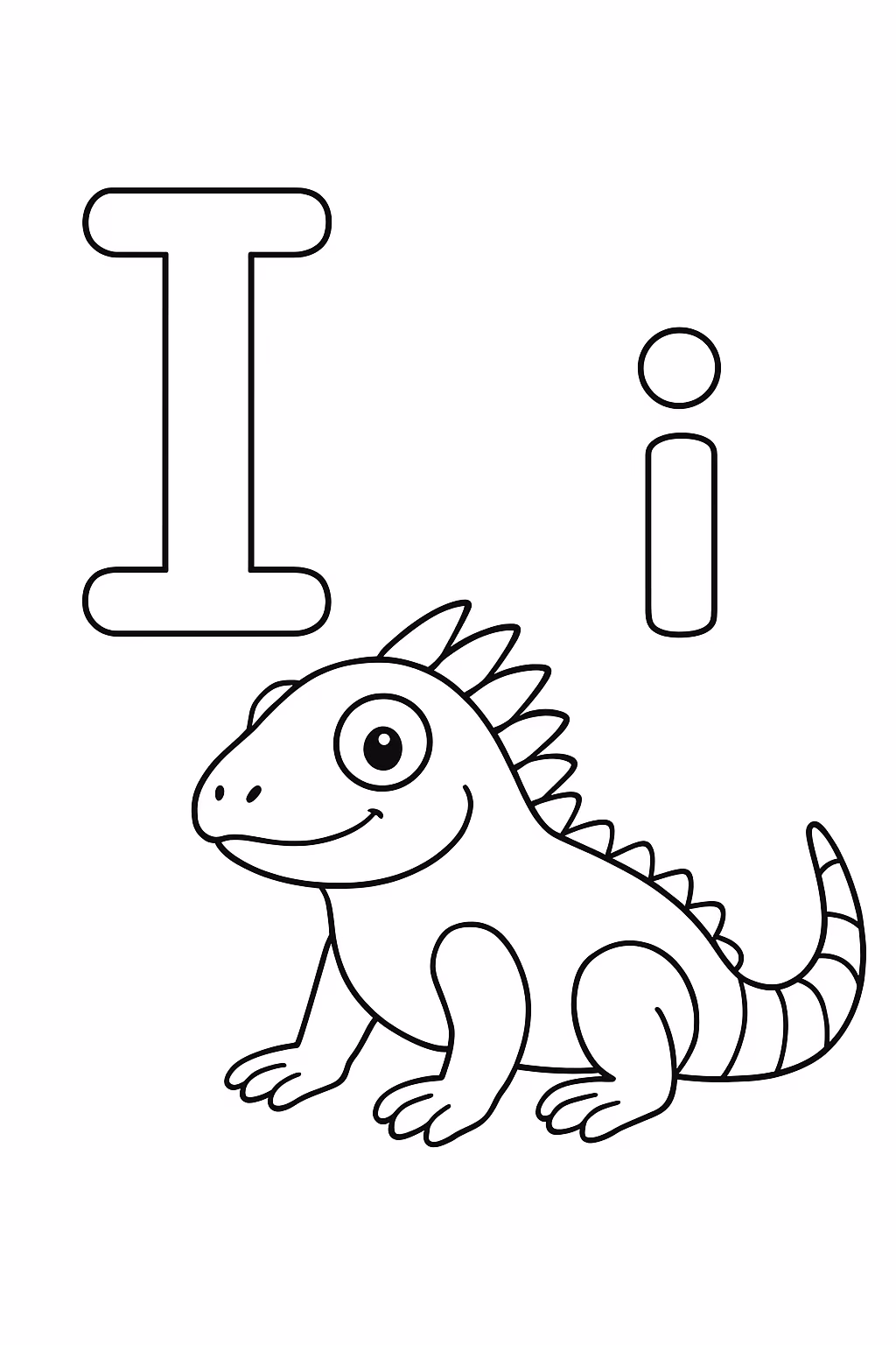 Letra i minuscula e maiuscula para colorir — desenho para imprimir