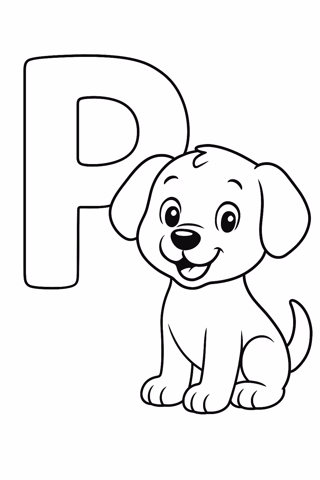Letra p em branco para colorir — desenho para imprimir
