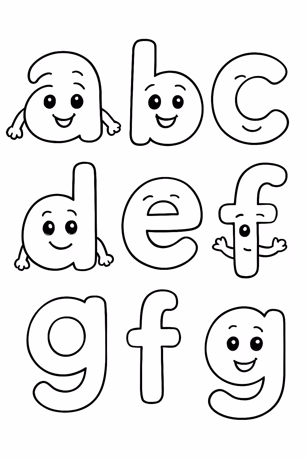 Letras a b c d e f g para colorir — desenho para imprimir