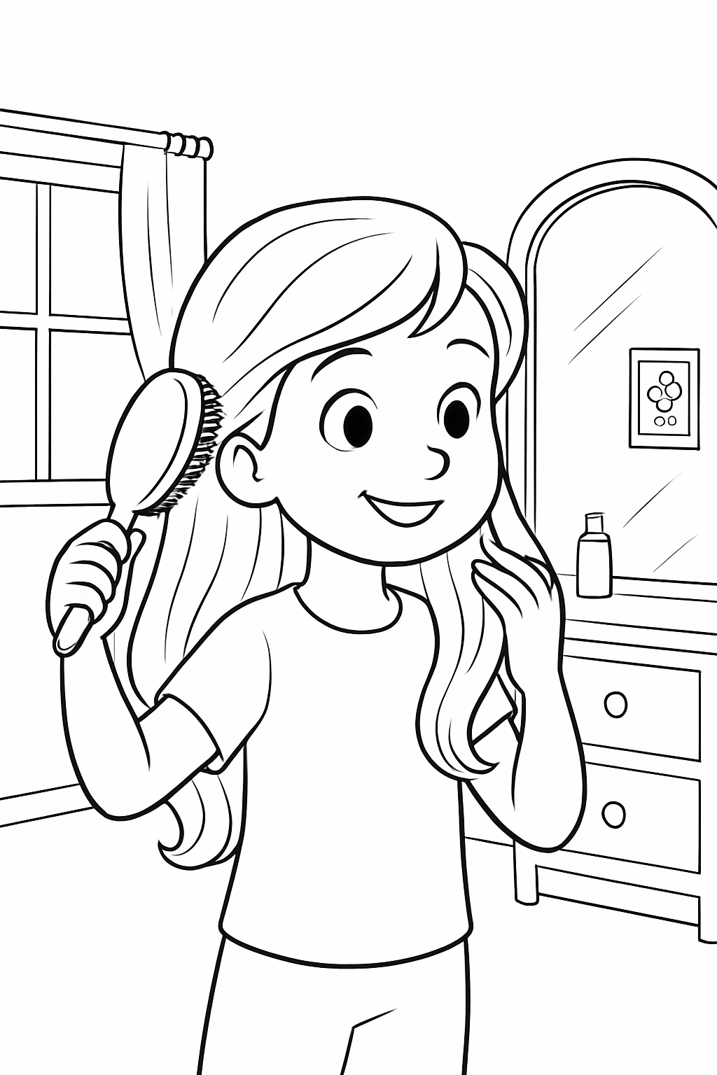 Livia pintinado o cabelo dela na casa dela para colorir — desenho para imprimir