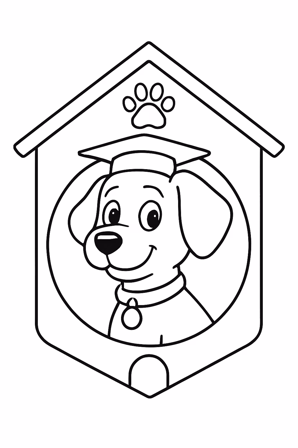 Logo de uma escola de cachorro para colorir — desenho para imprimir