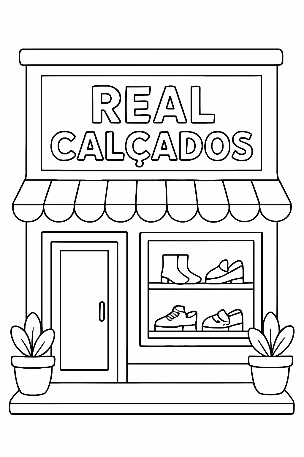 Loja de calcados com o nome na fachada real calcados para colorir — desenho para imprimir