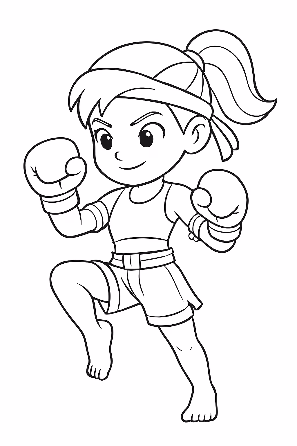 Lutadora de muay thai para colorir — desenho para imprimir