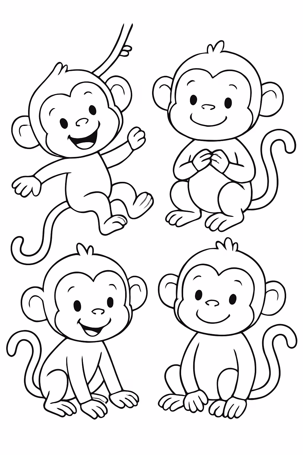 Macaquinhos para colorir — desenho para imprimir