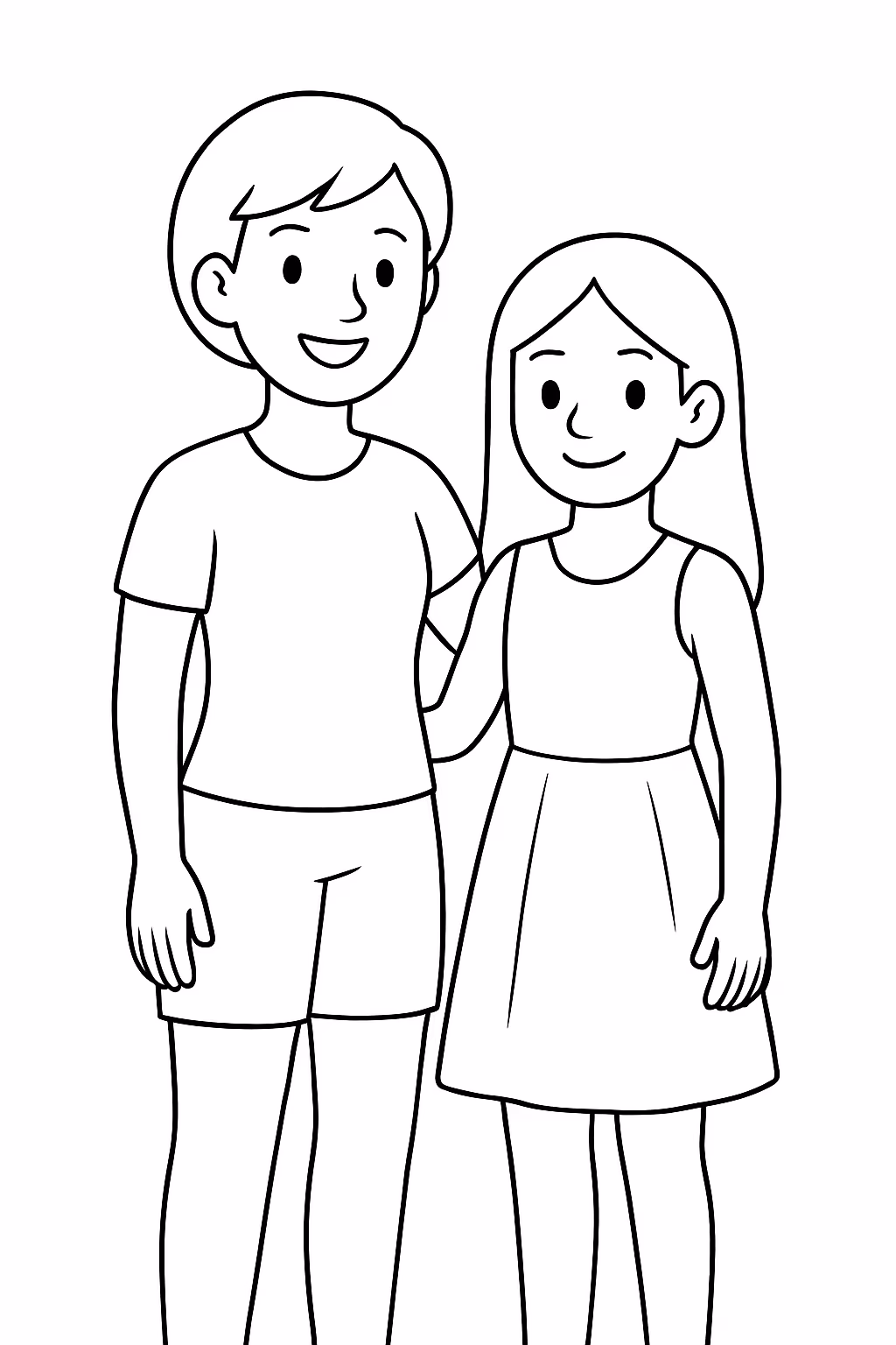 Mae do cabelo curto de blusa e short e a para colorir — desenho para imprimir