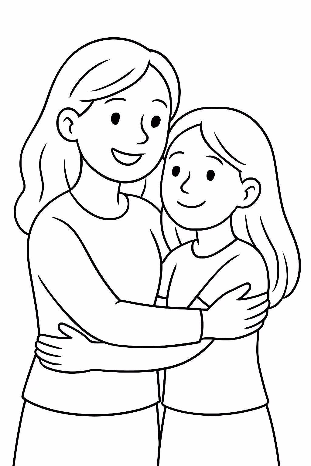Mae e filha adulta para colorir — desenho para imprimir
