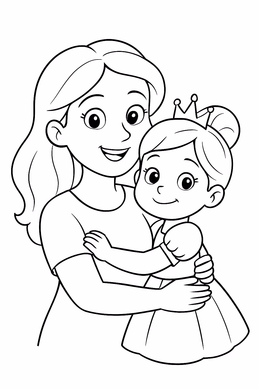 Mamae liane com sua filha princesinha sophia para colorir — desenho para imprimir