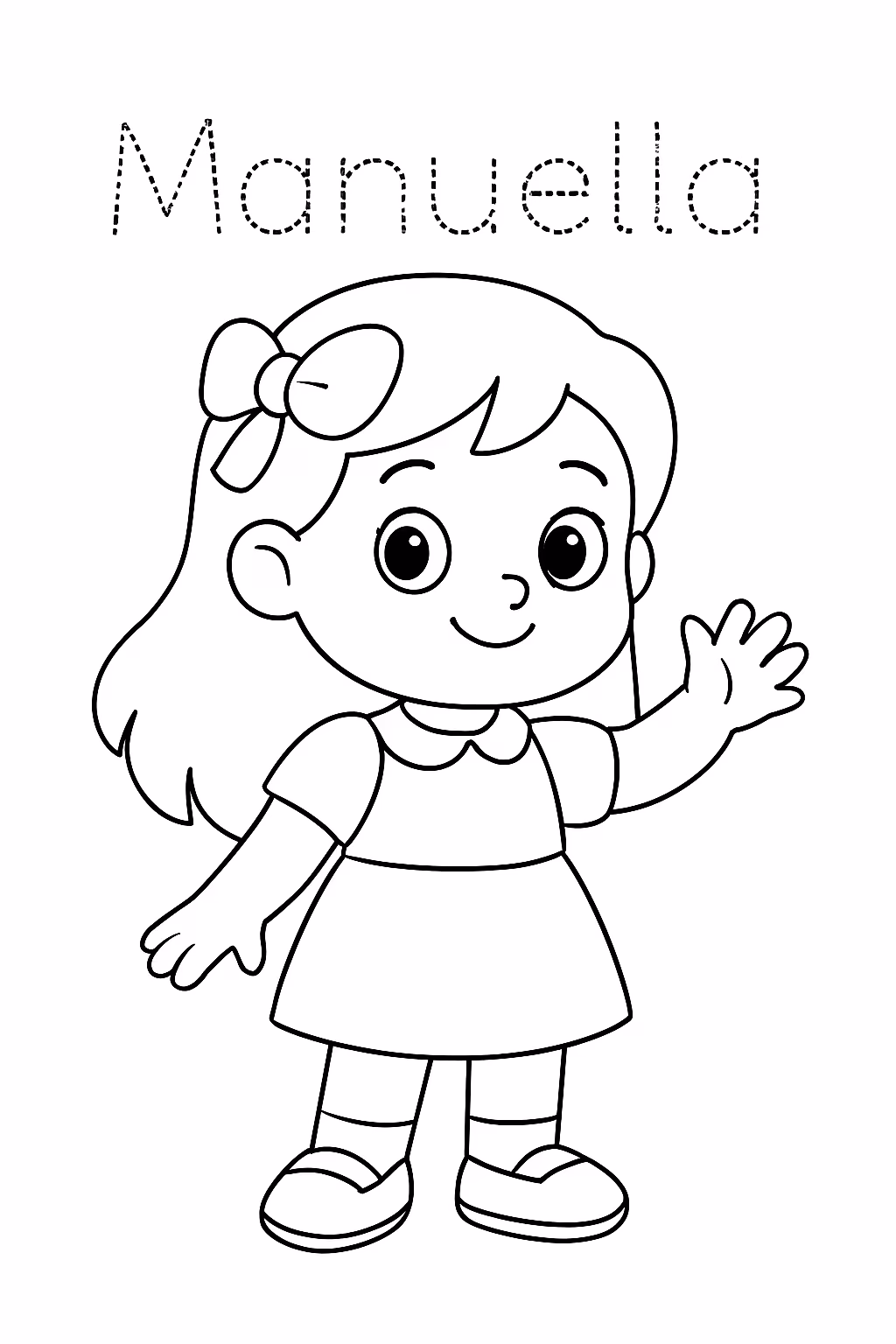 Manuella escrito em pontilhados para colorir — desenho para imprimir