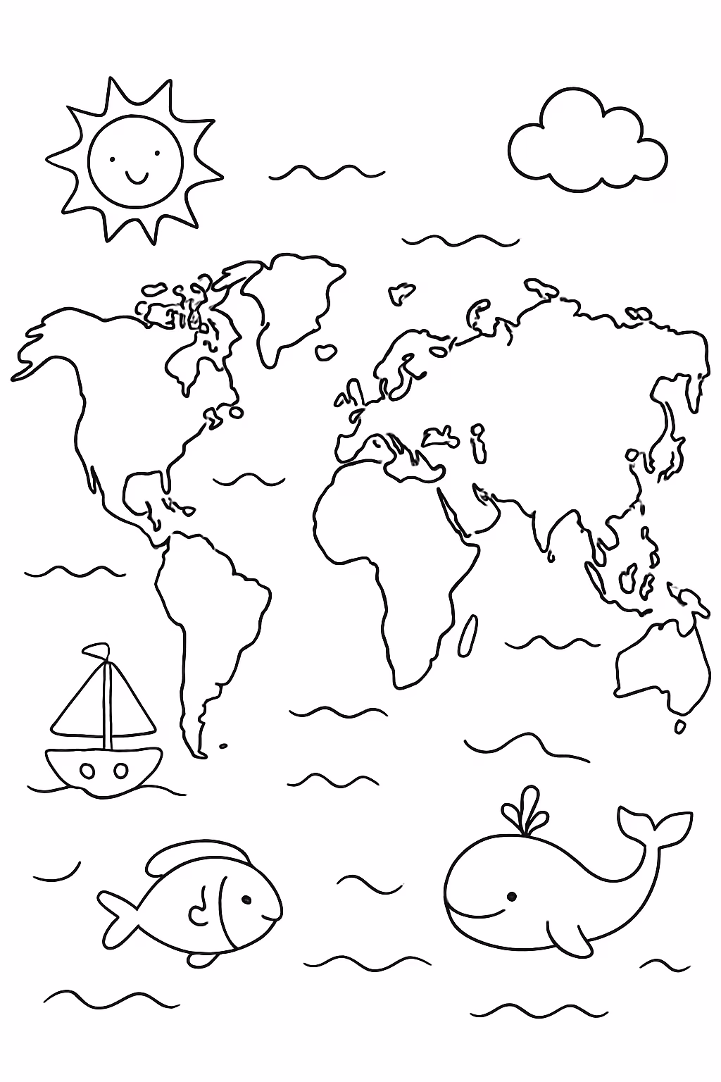 Mapa para colorir — desenho para imprimir