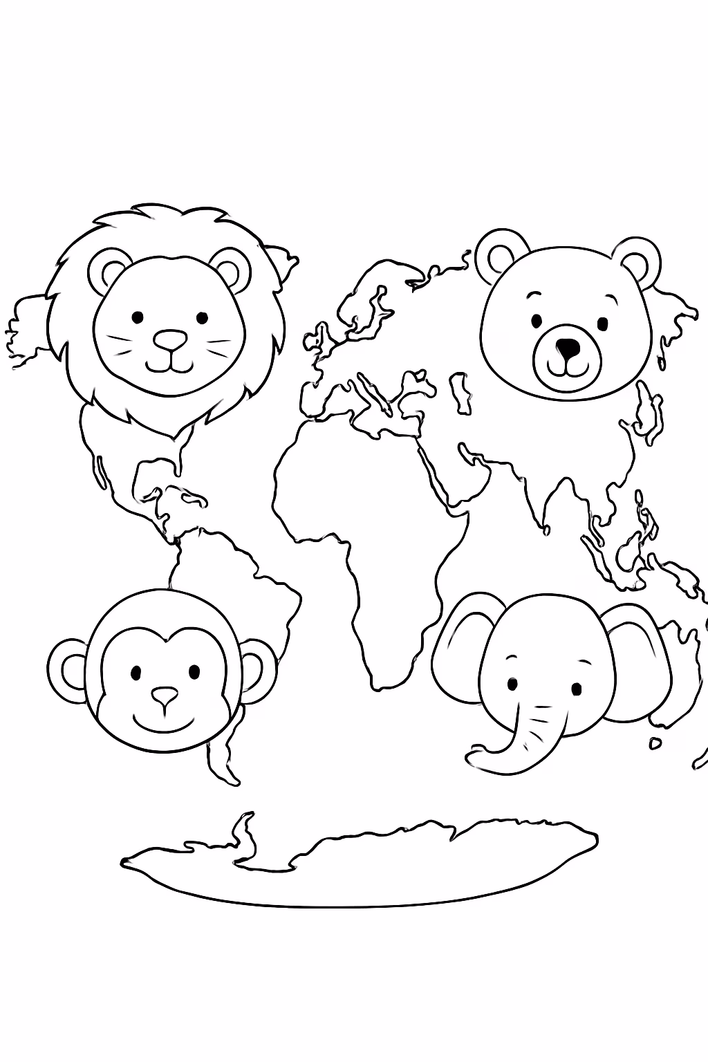 Mapa mundi para colorir — desenho para imprimir